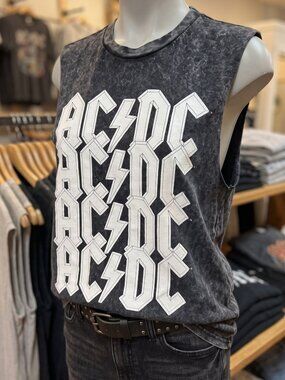 AC/DC Graphic Muscle Tee Dress/Shirt in Black